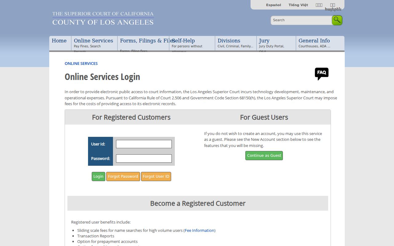 Claremont people search LA Superior Court online services
