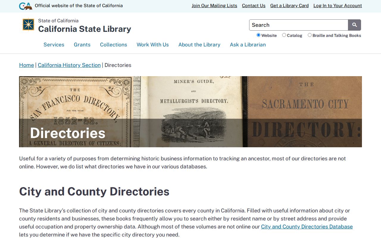 Claremont people directories California State Library directories collection